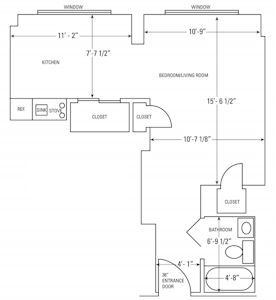 Studio Apartment Floorplan at Isabella House